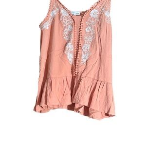 Love on a Hanger Peach Embellished Ruffled Tank Top